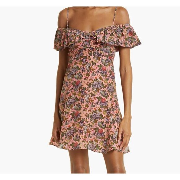 NWT ByTimo Floral Ruffle Cold Shoulder Dress - Picture 2 of 8
